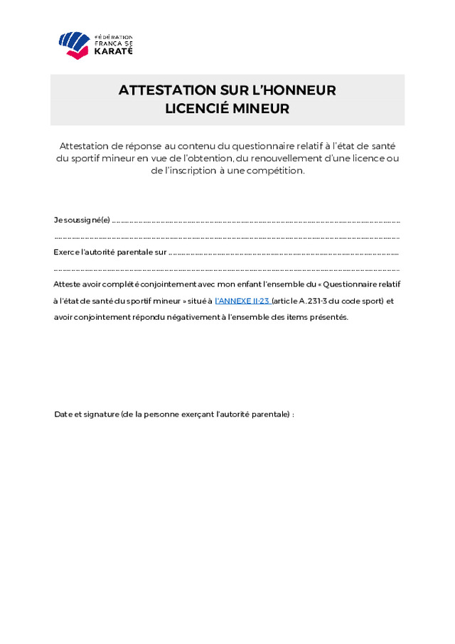 Aperçu de 02 - ATTESTATION SUR LHONNEUR - SPORTIF MINEUR.pdf